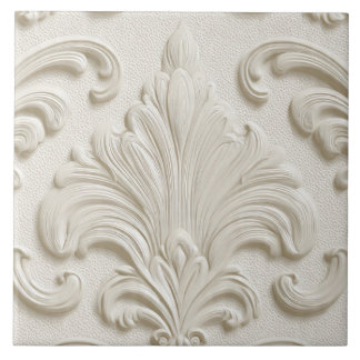 Azulejo De Cerâmica Luxury Vintage Minimal Elegant Damask Ivory Cream