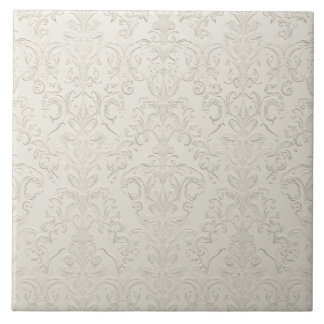 Azulejo De Cerâmica Luxury Vintage Minimal Elegant Damask Ivory Cream