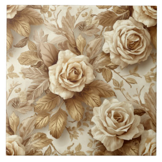 Azulejo De Cerâmica Luxury Vintage Victorian Floral Rich Gold Roses