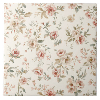 Azulejo De Cerâmica Luxury Vintage Victorian Flowers Blush Cream