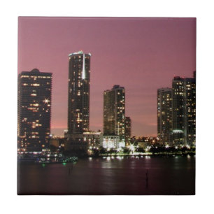 Azulejo De Cerâmica Luz do por do sol sobre Miami após uma tempestade