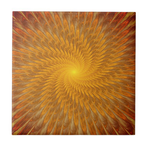 Azulejo De Cerâmica Luz Fractal Abstrato Brilhante Ouro - Lindo