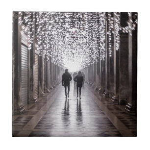 Azulejo De Cerâmica Luz, sombras e simetria - sepia