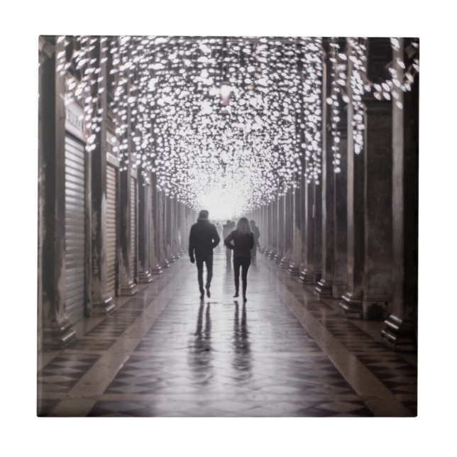 Azulejo De Cerâmica Luz, sombras e simetria - sepia (Frente)