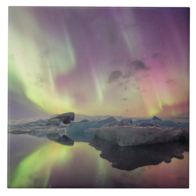 Azulejo De Cerâmica Luzes da Aurora refletem na lagoa (Frente)