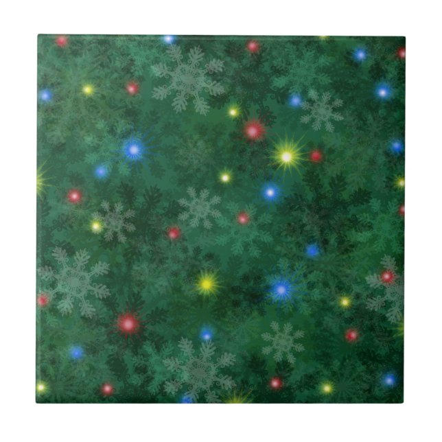 Azulejo De Cerâmica Luzes da neve do Natal (Frente)