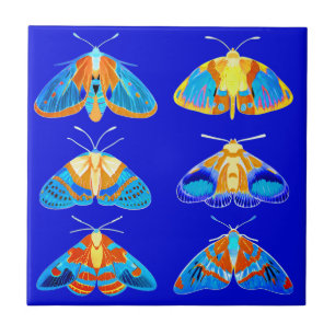 Azulejo De Cerâmica Luzes em azul escuro, laranja e turquesa pequenas
