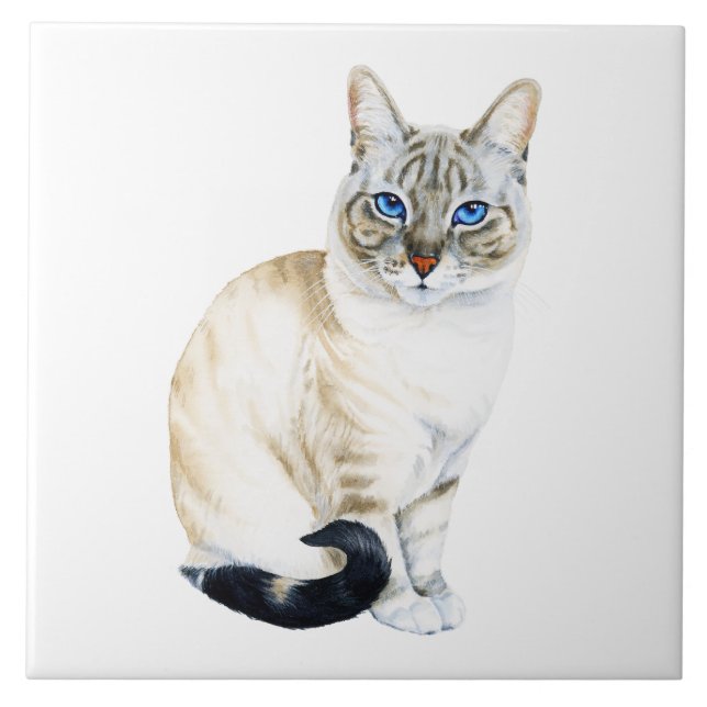 Azulejo De Cerâmica Lynx Point Siamese Cat (Frente)