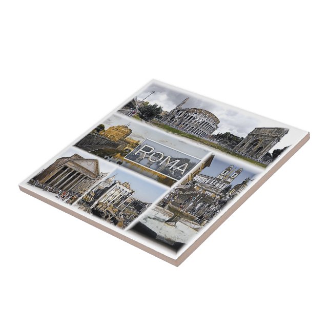 Azulejo De Cerâmica LZO012 ROMA, Colosseum, Panteão, (Lateral)