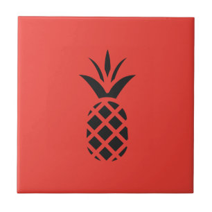Azulejo De Cerâmica Maçã de pinheiro preto em vermelho