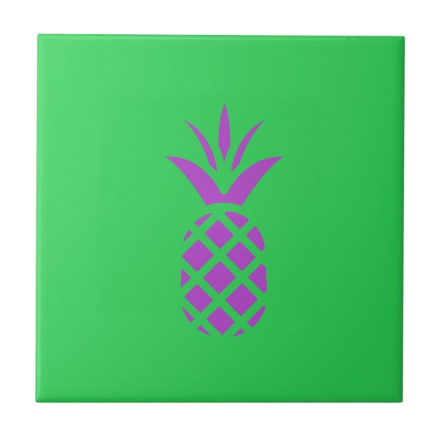Azulejo De Cerâmica Maçã de pinheiro roxo em verde. (Frente)