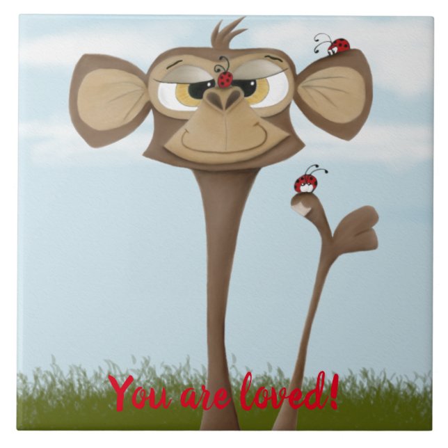 Azulejo De Cerâmica Macaco bobo e Damybugs (Frente)