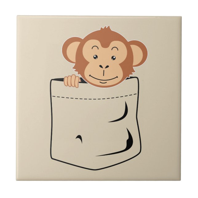 Azulejo De Cerâmica Macaco no bolso (Frente)