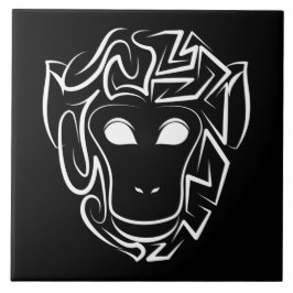 Azulejo De Cerâmica Macaco preto e branco tribal