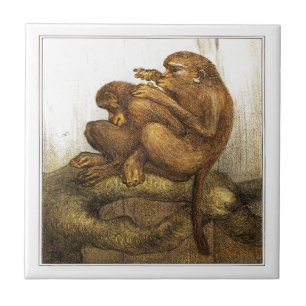 Azulejo De Cerâmica Macacos Arte Vitoriana Holandesa