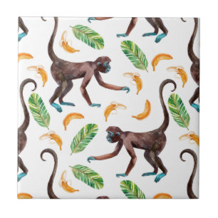 Azulejo De Cerâmica Macacos Doentes Fazendo Malabarismo Com Bananas