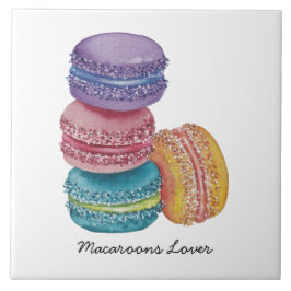 Azulejo De Cerâmica Macarões Coxas Do Arco-Íris Em Aquarela