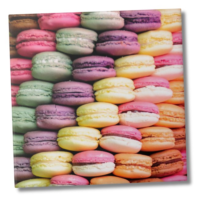 Azulejo De Cerâmica Macaron Francês Bonito (Colorful French Macaron Cookie Baking ceramic tile)