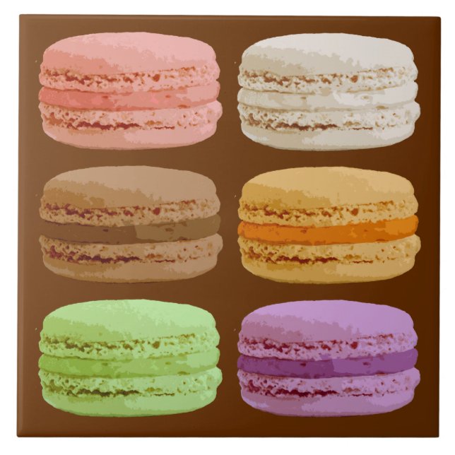 Azulejo De Cerâmica Macarons Franceses, Pastéis Multi-Coloridos (Frente)