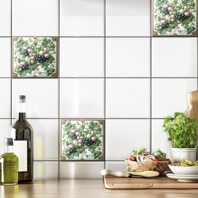 Azulejo De Cerâmica Maçãs De Maçã De Maçã De Vinho Dourado (Criador carregado)