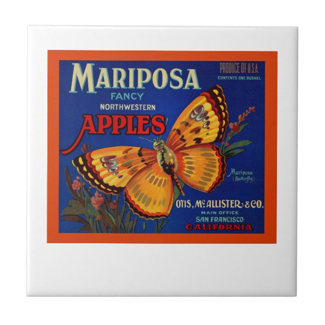 Azulejo De Cerâmica Maçãs de Mariposa (Frente)