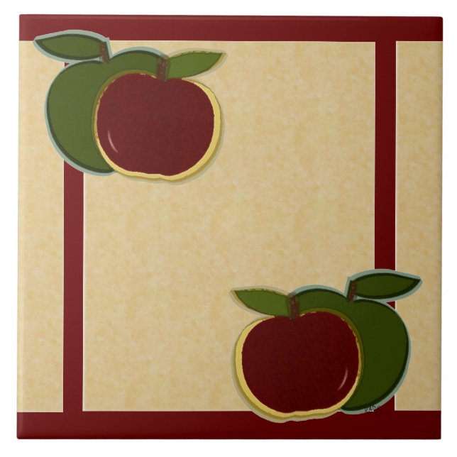Azulejo De Cerâmica Maçãs Pintadas (Gêneros Alimentícios/Amoras) (Frente)