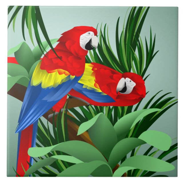 Azulejo De Cerâmica Macaws Vermelho (Frente)