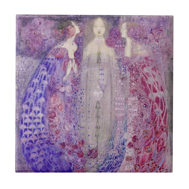 Azulejo De Cerâmica MacDonald Art Nouveau Os Três Perfumes (Frente)