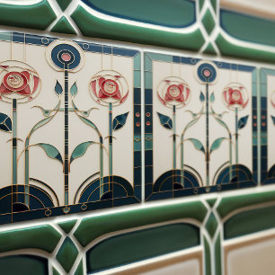 Azulejo De Cerâmica Mackintosh Art Deco Abstrato Floral Wall Decor
