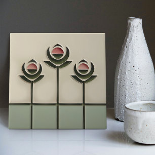 Azulejo De Cerâmica Mackintosh Art Deco Abstrato Floral Wall Decor