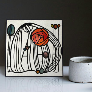 Azulejo De Cerâmica Mackintosh Art Deco Abstrato Floral Wall Decor