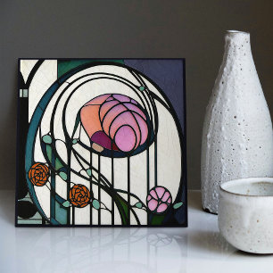 Azulejo De Cerâmica Mackintosh Art Deco Abstrato Floral Wall Decor