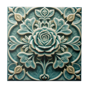 Azulejo De Cerâmica Mackintosh Rosa Relevo Falso Artes & Ofícios Repro