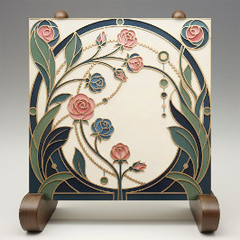 Azulejo De Cerâmica Mackintosh Rose Arte Nova Vidro Falso Manchado