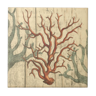 Azulejo De Cerâmica Madeira e coral pequeno