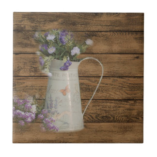 Azulejo De Cerâmica madeira rústica do celeiro da lavanda do país