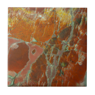 Azulejo De Cerâmica Madeira vermelha e Dourada Petrificada