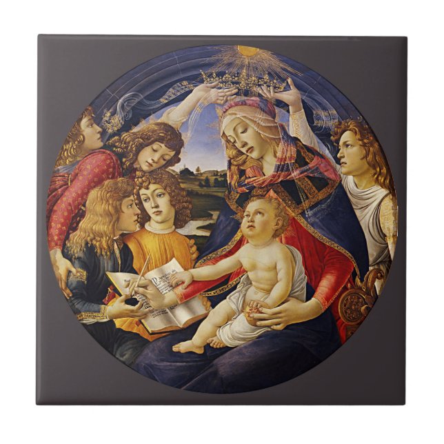 Azulejo De Cerâmica Madona do Magnificat de Botticelli (Frente)