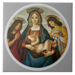 Azulejo De Cerâmica Madona e Menino de Botticelli