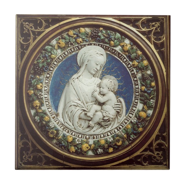 AZULEJO DE CERÂMICA  MADONNA COM RENAISSÂNCIA INFANTIL (Frente)