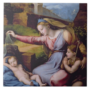 Azulejo De Cerâmica Madonna do Diadem azul ou Madonna de t