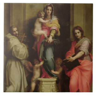 Azulejo De Cerâmica Madonna dos Harpies, 1517 (óleo no painel)