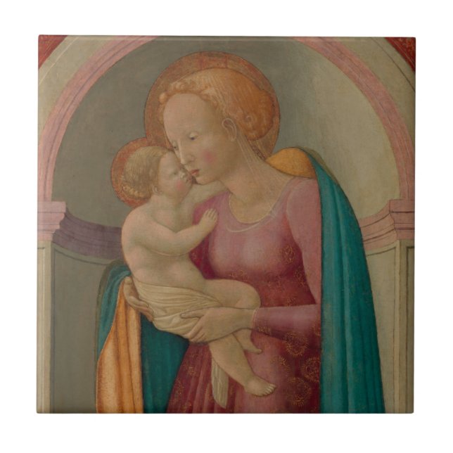 Azulejo De Cerâmica Madonna e a criança (Frente)
