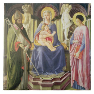 Azulejo De Cerâmica Madonna e a criança com SS. Clemente e Justin,