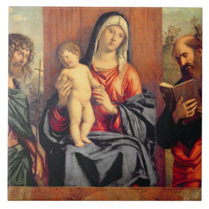 Azulejo De Cerâmica Madonna e criança com St John o baptista e rua