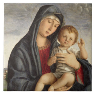 Azulejo De Cerâmica Madonna e criança (óleo no painel) 2