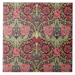 Azulejo De Cerâmica Madressilva e tulipas por William Morris 1876