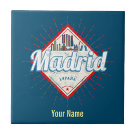 Azulejo De Cerâmica Madrid Espanha Capital Retro Skyline Vintage