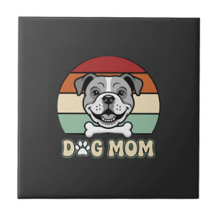 Azulejo De Cerâmica Mãe de Cachorro Retro Bulldog Vetor
