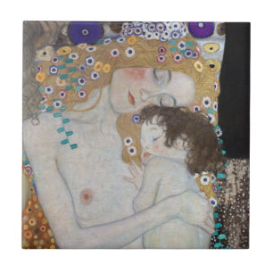 Azulejo De Cerâmica Mãe e Criança de Gustav Klimt
